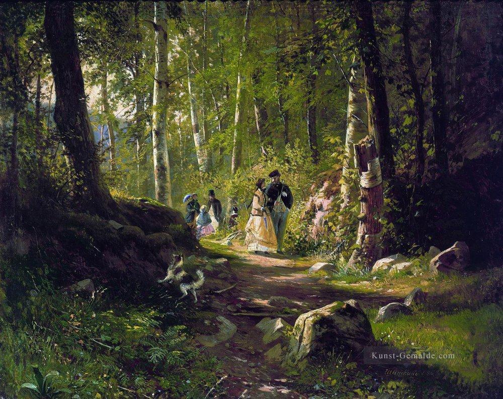 ein Spaziergang im Wald 1869 klassische Landschaft Ivan Ivanovich Ölgemälde